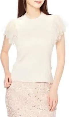 【LAISSE PASSE/レッセ パッセ】　チュールフリルニットプルオーバー