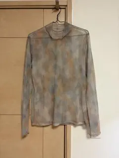 シアートップス タイダイ柄 ハイネック長袖シャツ