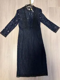 ZARA レースワンピース ネイビー M