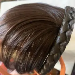前髪ウィッグ 三つ編カチューシャヘアバンド