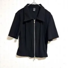 DAZY リブトップス黒ジップアップ半袖襟付きL Dazy ブラック半袖シャツ