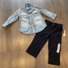 GAP95cmデニムシャツ×新品ストレートパンツセット/長袖Tシャツ秋