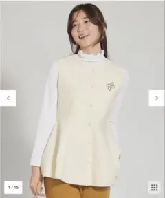 【未使用タグ付】ANY SIS エニシス　ペプラムニット ジレ　アイボリー