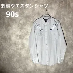 90s刺繍ウエスタンシャツ バラ刺繍 スナップボタン Y2K カウボーイのサムネイル