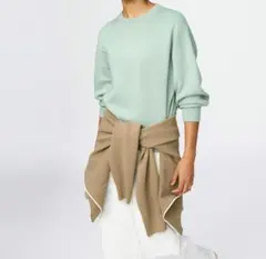 美品✦Sサイズ UNIQLOスムースコットンクルーネックセーター　ライトグリーン