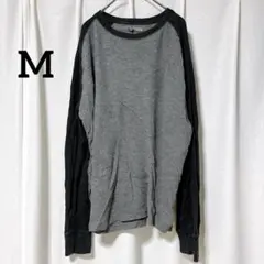 ⭐️オールドネイビー 【M】カットソー 丸首 ラグラン 長袖 バイカラー 灰 黒のサムネイル