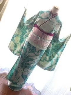 小振袖フルセット ブルー×白 絞り柄 金駒刺繍