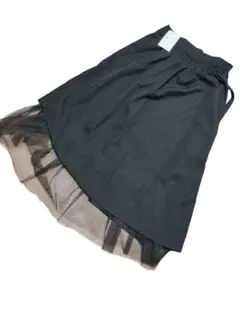 新品　未使用　ブラック フレアスカート チュール