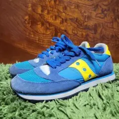 サッカニー Saucony JAZZ ジャズ ナイロンランニングシューズ 青黄のサムネイル