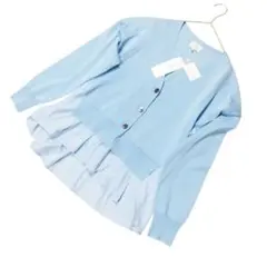 新品タグ付　LANVIN en Bleu　ドッキング　カーディガン　ブルー　Мのサムネイル