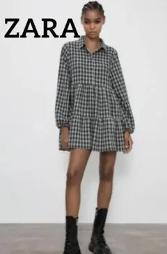 ZARA ティアード　ミニワンピース　チュニック　シャツ　ワンピース　XS
