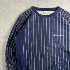 90s Champion リバースウィーブ スウェットストライプ ネイビー L