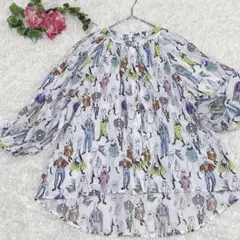 【M〜L】可愛いブラウス　チュニック　綿100% オシャレな人柄　レディース