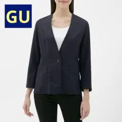 【本日限定】GU ノーカラージャケット ネイビー S