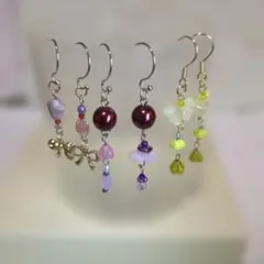 リボン、蝶モチーフ フックピアス