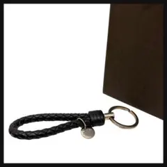 【美品】 ボッテガヴェネタ キーホルダー イントレチャート ブラック レザーのサムネイル