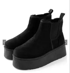 厚底ブラックショートブーツ 23.0cm