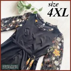 4XL 大きいサイズ ワンピース ドレス 異素材ワンピース 花柄 結婚式 韓国