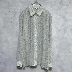 ROPE ロペ 花柄シアーシャツ 長袖ブラウス 透け感 総柄 ブルー 9 M相当のサムネイル