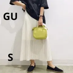 【美品】ジーユー　レーシーベルテッドニットスカート　ロング　大人ガーリー　S 白