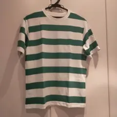 グリーン×ホワイト ボーダーTシャツ