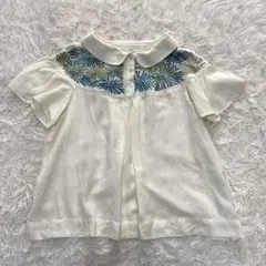 ホコモモラ　ブラウス　刺繍　リネン　丸襟　L sizeのサムネイル
