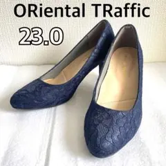 【新品未使用】跳べるパンプス オリエンタルトラフィック 総レースネイビー 現行