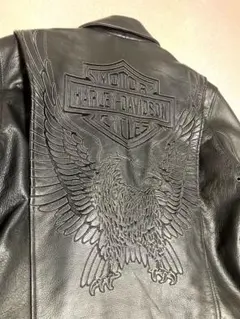 美品 ハーレーダビッドソン シングル ライダース レザージャケット エンボス加工
