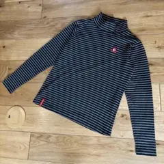 le coq sportif★オシャレなウール混ボーダー柄モックネックシャツ★S
