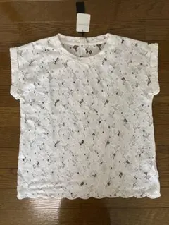 新品タグ付　ジーナシス スカラップレースプルオーバーカットソー白　フリーサイズのサムネイル