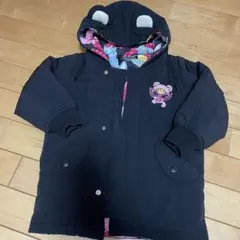 ドーナツテディ リバーシブルフード付き黒ダウンコート 105cm