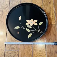 会津塗 盆 鉄仙 松風 黒塗り 約30cm - メルカリ