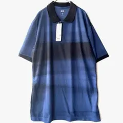 UNIQLO ドライEXポロシャツ/錦織圭選手着用モデル アブストラクト柄ブルー