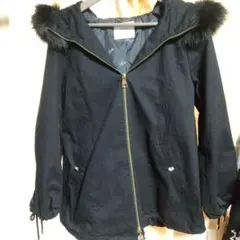 Rady ファー付きフード ブラックモッズコート