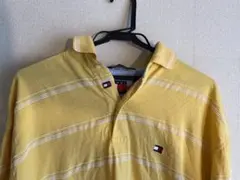 Tommy Hilfiger ポロシャツ 黄色 ストライプ　M