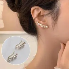 イヤーカフ　イヤークリップ　両耳　パール　ゴールド　高見え　フォーマル　シンプル