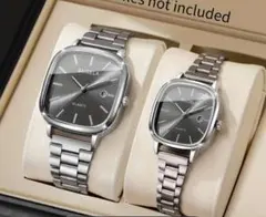 【新品】カップル・夫婦ペアウォッチ クォーツ グレー【動作確認済み】