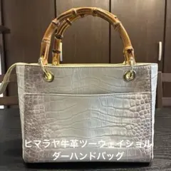 RODANIA ロダニアヒマラヤ牛側製クロコダイル型押しショルダーハンドバッグ