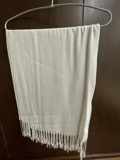 ホワイト ストール フリンジ付き