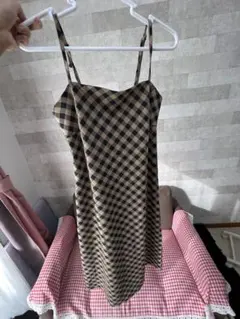 チェック柄キャミソールロングワンピース