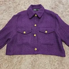 ZARA ツイードジャケット パープル Sサイズ