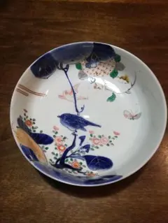 古伊万里(江戸末期～幕末)柿右衛門風色絵鉢、花鳥図大鉢のサムネイル