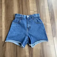 デニムブルー ハーフパンツ ゴム入りウエスト