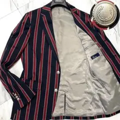 極美品 希少L⭐️フレッドペリー テーラードジャケット 銀ボタン 太ストライプ