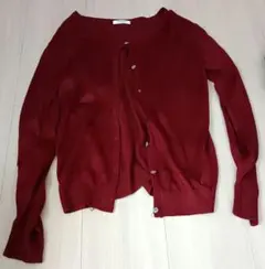 GLACIER 赤　 M ボタン付きカーディガン