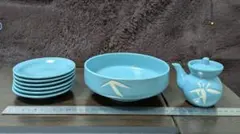 お値下げ　水色の食器セット 　中鉢　醤油さし　小皿6枚
