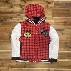 レッドチェック スノーボードウェア フード付き