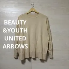 BEAUTY&YOUTH★コットン ワイドスリット クルーネック ニット 無地