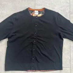 ポールスミス　カーディガン　バックプリント　トップス　黒　M コットン　長袖