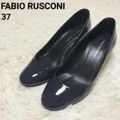 【FABIO RUSCONI】エナメル パンプス ネイビー 37 イタリア製